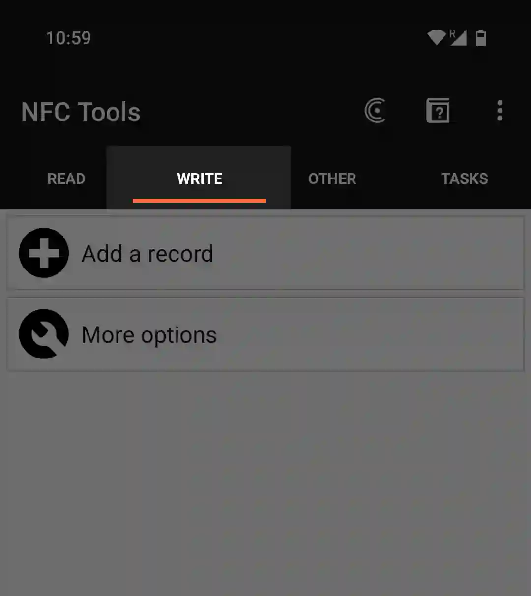 NFC Tools app Write
