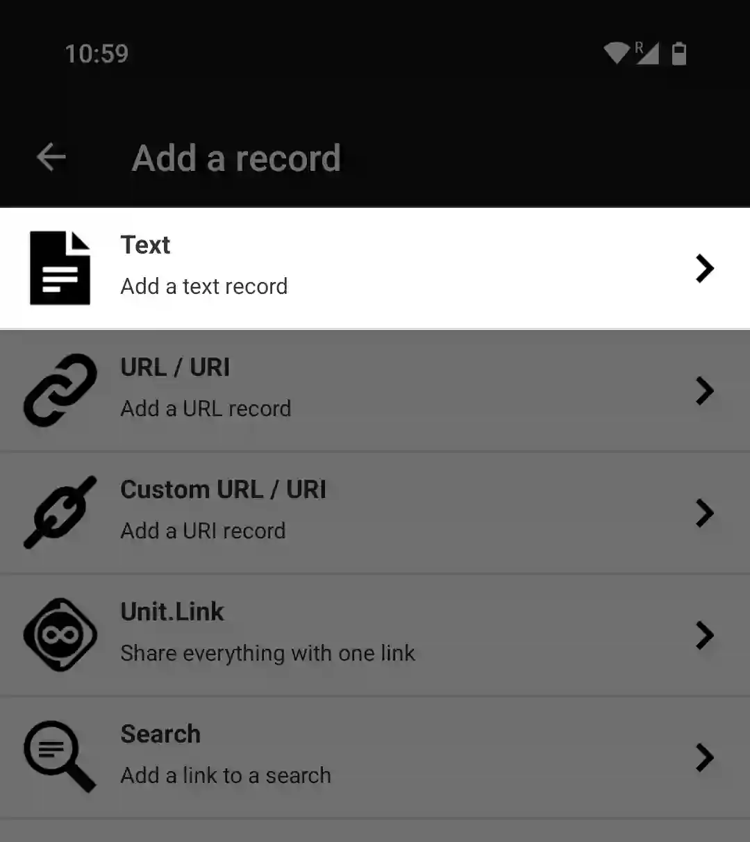 NFC Tools app Text