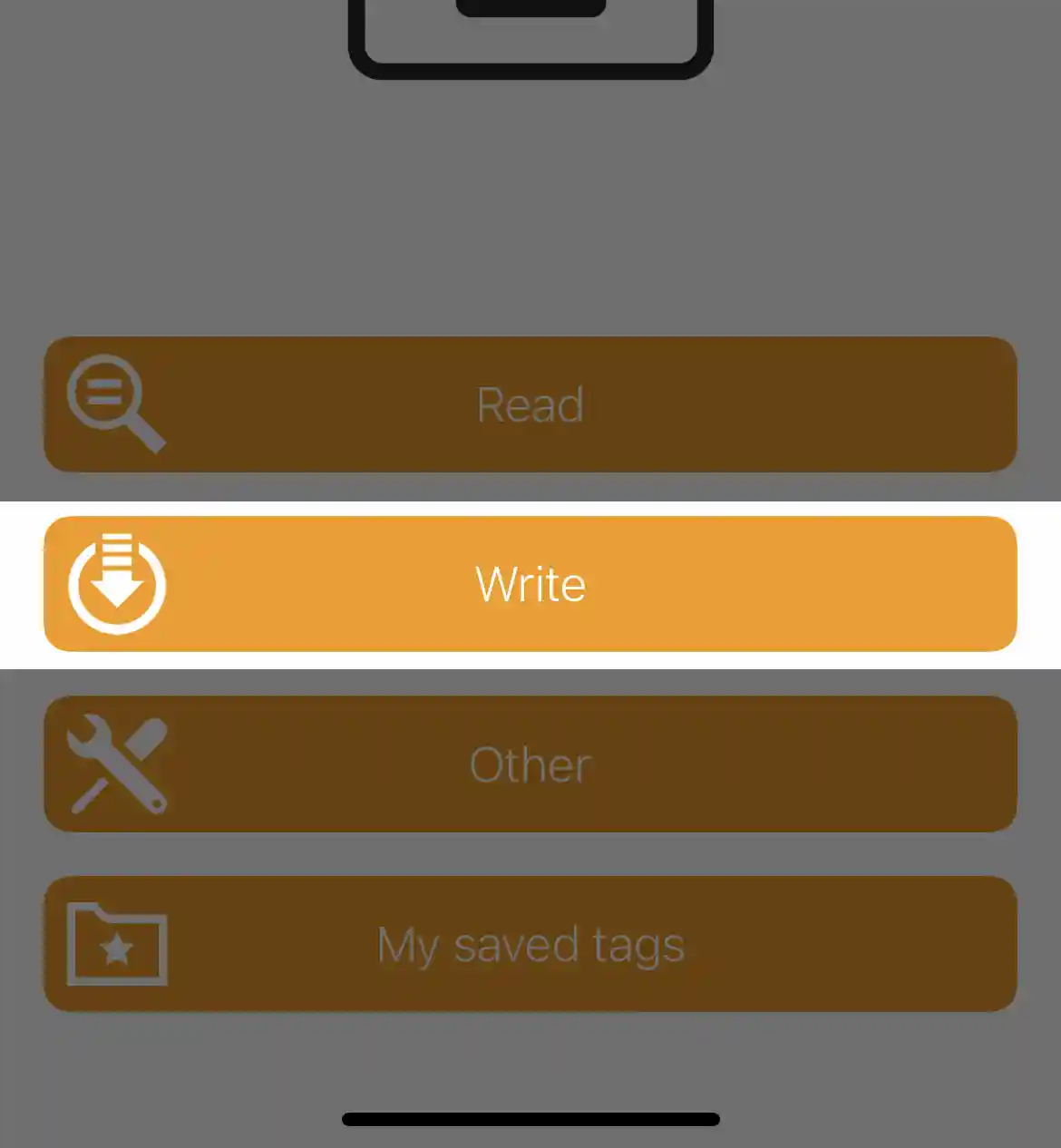 NFC Tools app Write