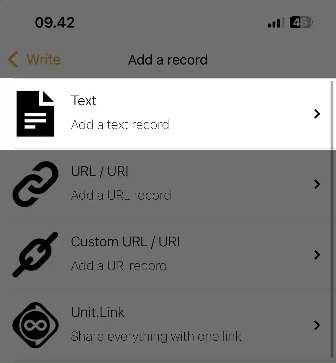 NFC Tools app Text