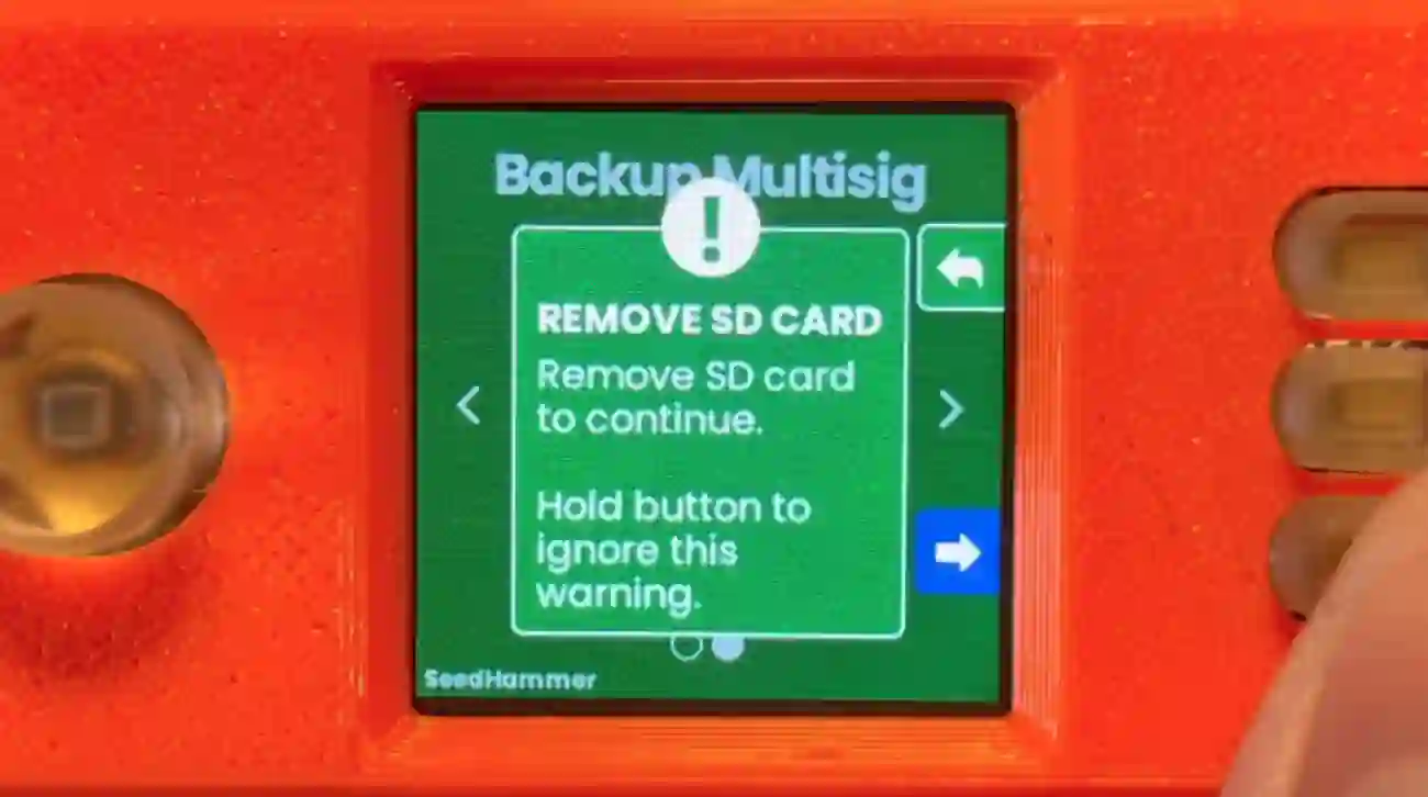 Remove SD card warning in the SeedHammer app